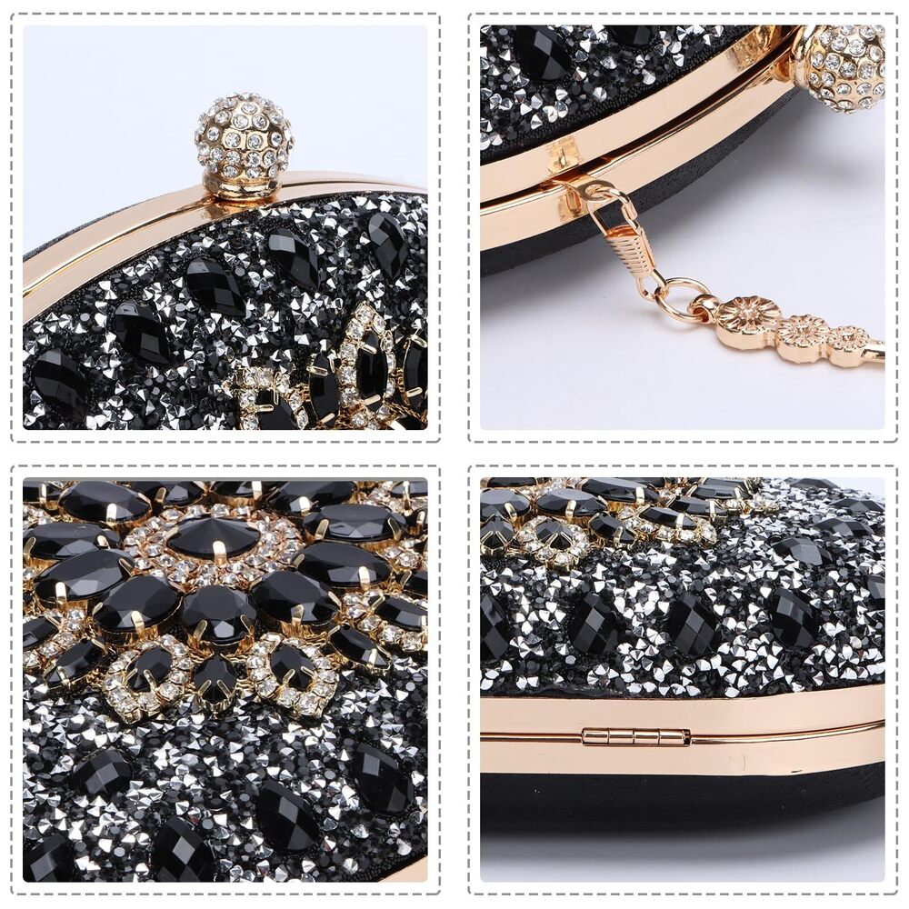3828 Clutch Purses Evening Bag Crystal Handbag Luxury Rhinestone Clutch - Picture 5 of 6